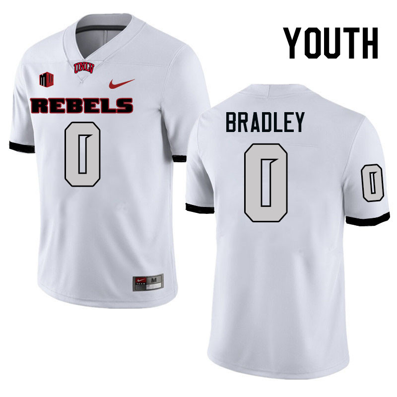 Youth #0 Jaden Bradley UNLV Rebels College Football Jerseys Stitched-White